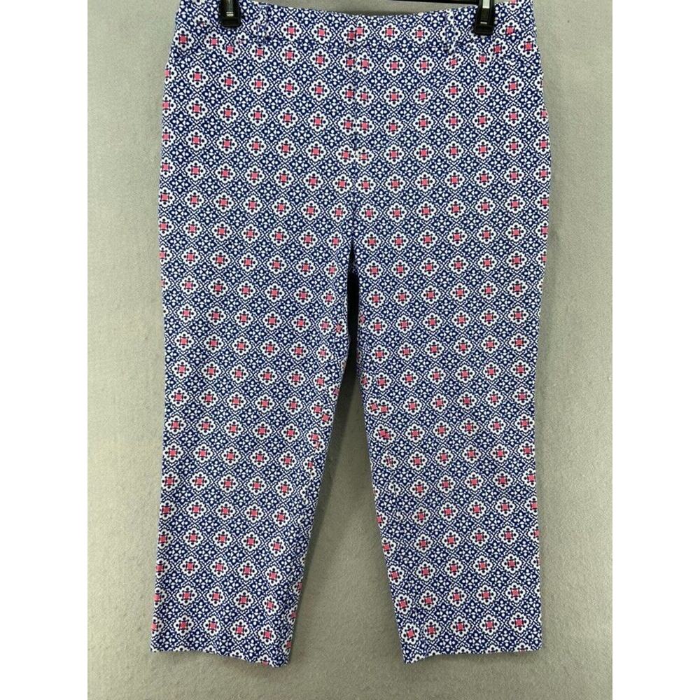 Charter Club Pants Womens Sz 16 Blue White Newport Slim Leg Crop